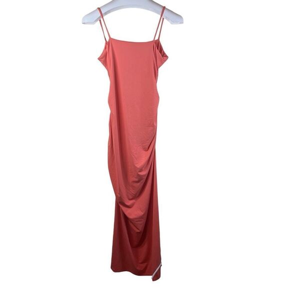 NWT Revolve Susana Monaco Size XL Tank Dress Peach Blush Ruched Slit Maxi Length - Picture 2 of 8